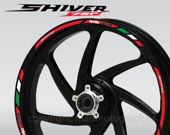 Motorcycle wheel stickers decals rim tape stripes motorbike for Aprilia Shiver 750 Red Laminated