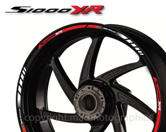 Motorrad Felgenaufkleber Aufkleber Set s1000 xr Felgenband Streifen Rennmotorrad für BMW S1000XR Straße Motorrad Laminiert! Rot Weiß