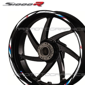 Motorcycle wheel stickers decals set rim tape stripes race motorbike for BMW s1000R street motorrad Laminated! Motorsport
