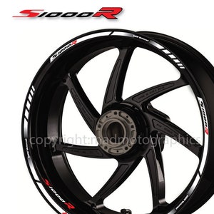Motorcycle wheel stickers decals set rim tape stripes race motorbike for BMW s1000R street motorrad Laminated! White