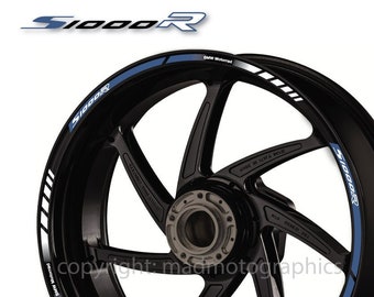 Juego de pegatinas para ruedas de motocicleta, cinta de llanta a rayas, moto de carreras para BMW s1000R street motorrad ¡Laminada! Azul blanco
