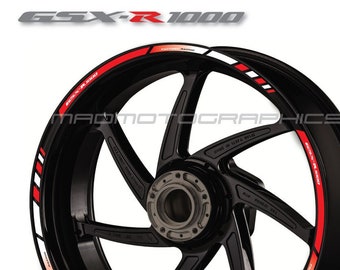 Motorcycle wheel stickers graphics decals rim tape stripes motorbike for SUZUKI GSX-R1000 gsxr 1000 Red White gsx-r Laminated