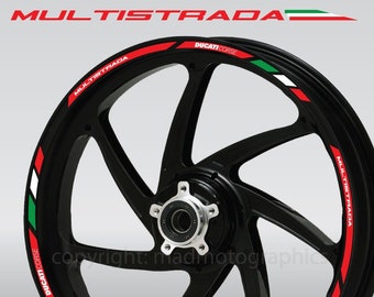 Calcomanías para ruedas de motocicleta, cinta para llanta, rayas, moto para Ducati Multistrada 1100 1200, laminada roja