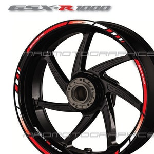 Motorcycle wheel stickers graphics decals rim tape stripes motorbike for SUZUKI GSX-R1000 gsxr 1000 Red White gsx-r Laminated
