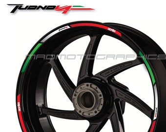Motorcycle wheel stickers graphics decals rim tape stripes motorbike for Aprilia RSV TuonoV4 1000 Tuono V4 Tricolore Laminated