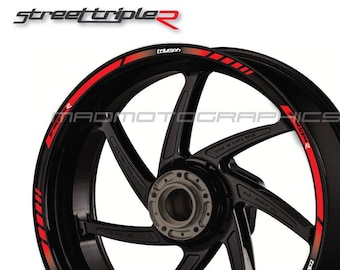 Motorcycle wheel stickers decals set rim tape stripes race motorbike for Street Triple R Laminated Red