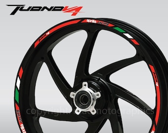Motorrad Felgenaufkleber Aufkleber Felgenband Streifen Rennmotorrad für Aprilia RSV TuonoV4 1000 Tuono V4 Rot Laminiert