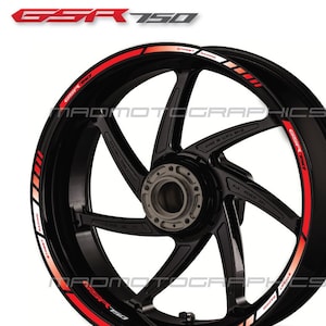 Motorcycle wheel stickers graphics decals rim tape stripes motorbike for SUZUKI GSR750 gsr gs-r 750 Red White gsx-r Laminated