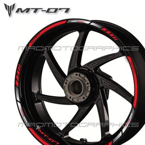 Naklejki na koła motocyklowe MT07, grafika, taśma na obręcz, paski motocyklowe do Yamaha MT-07 MT 07, czerwony, laminowany