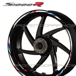 Motorcycle wheel stickers decals set rim tape stripes race motorbike for BMW s1000R street motorrad Laminated! Motorsport