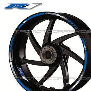 Motorcycle wheel stickers graphics decals rim tape motorbike stripes for Yamaha YZF-R1 yzf R1 Blue Laminated