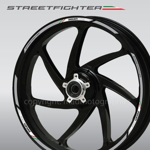 Motorcycle wheel stickers decals rim tape stripes motorbike for Ducati Streetfighter 1098 1198 V4 Gray Laminated