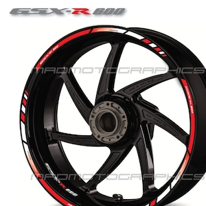 Motorcycle wheel stickers graphics decals rim tape stripes motorbike for SUZUKI GSX-R600 gsxr 600 Red White gsx-r Laminated