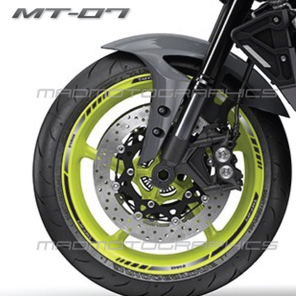 Motorrad Felgenaufkleber Aufkleber Felgenband Streifen Rennmotorrad für Yamaha MT-07 MT 07 Schwarz Laminiert