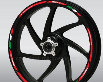 Motorcycle wheel stickers decals rim stripes for Ducati Streetfighter 1098 1198 V2 V4 Red Laminated