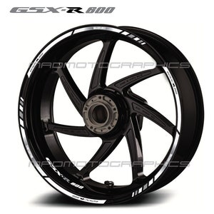 Motorcycle wheel stickers graphics decals rim tape stripes motorbike for SUZUKI GSX-R600 gsxr 600 White gsx-r Laminated