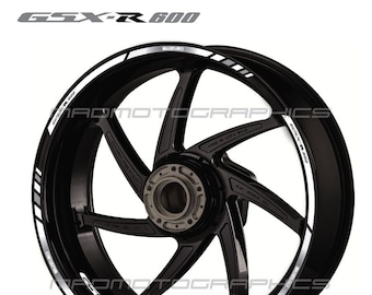 Motorcycle wheel stickers graphics decals rim tape stripes motorbike for SUZUKI GSX-R600 gsxr 600 White gsx-r Laminated