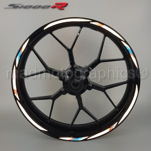 Reflective motorcycle wheel stickers decals set rim tape stripes race motorbike for BMW S1000R motorrad Laminated Motorsport