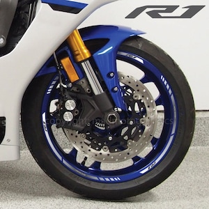 Motorcycle wheel stickers graphics decals rim tape motorbike stripes for Yamaha YZF-R1 yzf R1 2015-2022 Blue Laminated