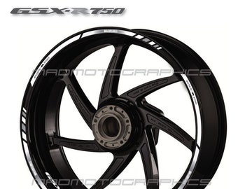 Motorcycle wheel stickers graphics decals rim tape stripes motorbike for SUZUKI GSX-R750 gsxr 750 White gsx-r Laminated