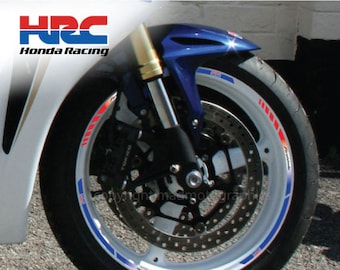 Motorcycle wheel stickers graphics decals rim tape stripes motorbike for Honda HRC CBR1000RR CBR600RR White Laminated
