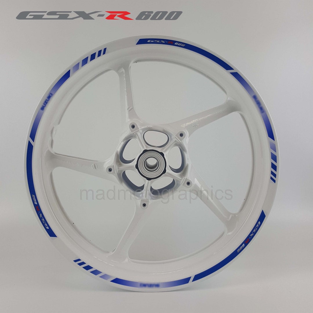 Ace Vinyl Suzuki GSX-R 600 Rim Stripes – Wheel Decal Stickers, Glossy, Custom Text Available