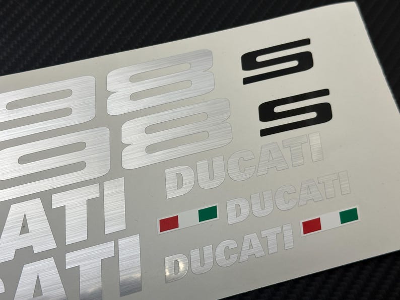 1098 Sticker Ducati 1098 1098S Fairing Tank Decals: Brushed Aluminum OEM Style ...