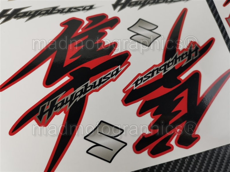 2 Parts motorcycle fairing helmet stickers race course bike graphics decals for SUZUKI Hayabusa GSX-R1300 gsxr 1300 Red gsx-r Laminated image
