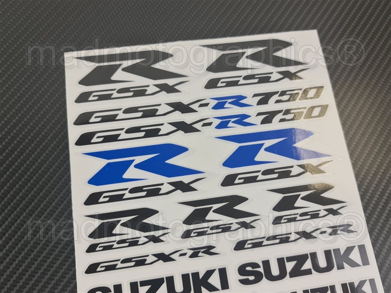 2 Parts motorcycle fairing helmet stickers race course bike graphics decals for SUZUKI GSX-R750 gsxr 750 Red Blue gsx-r Laminated image