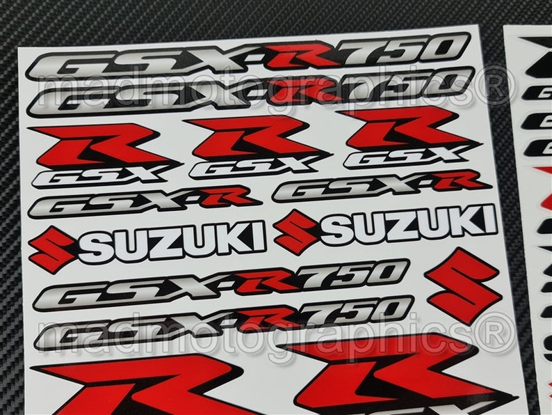 2 Parts motorcycle fairing helmet stickers race course bike graphics decals for SUZUKI GSX-R750 gsxr 750 Red Blue gsx-r Laminated image