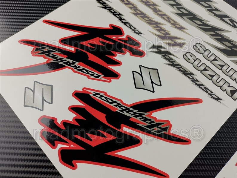 2 Parts motorcycle fairing helmet stickers race course bike graphics decals for SUZUKI Hayabusa GSX-R1300 gsxr 1300 Red gsx-r Laminated image