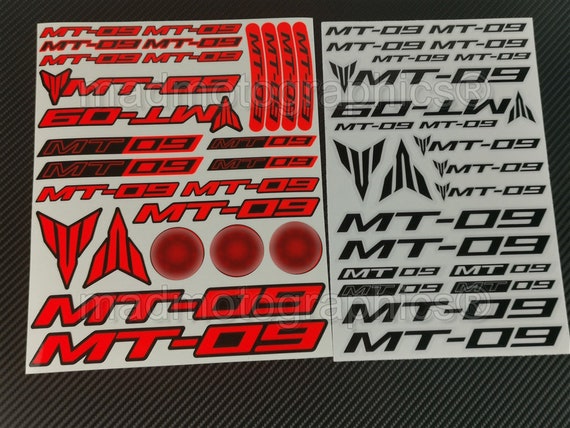 Adesivi per casco per carenatura moto in due parti, decalcomanie grafiche per  moto per Yamaha MT-09 MT09 fluorescente neon rosso laminato -  Italia