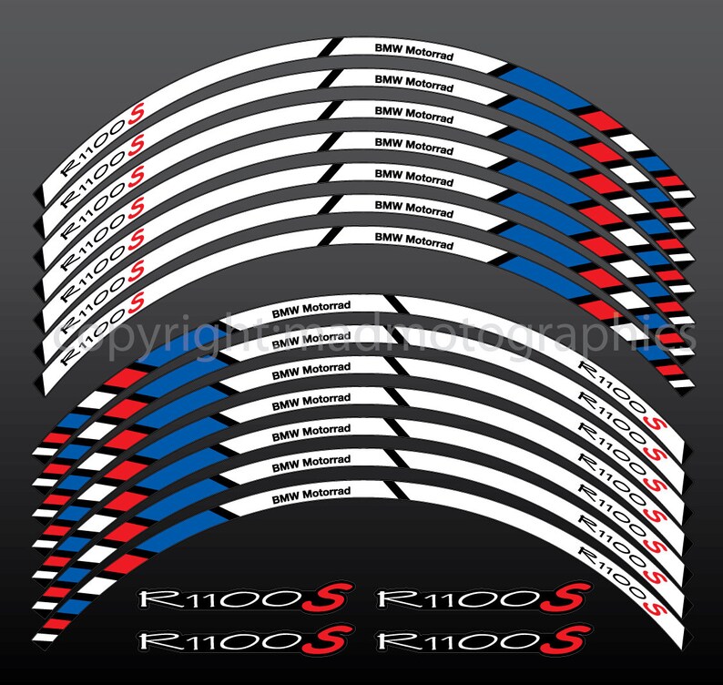 Motorcycle Wheel Stickers Decals Set R1100 S Rim Tape Stripes Race ...