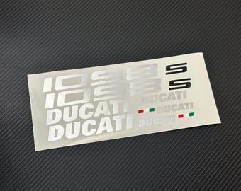 Pegatinas para el carenado y el depósito de combustible de la Ducati 1098 1098S: Adhesivos de aluminio cepillado estilo OEM.