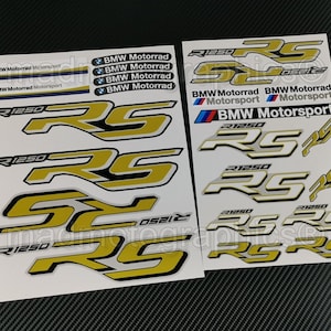 2 pièces autocollants de casque de moto carénage autocollants graphiques de vélo de piste de course pour BMW R1250RS r1250 RS Motorrad jaune laminé