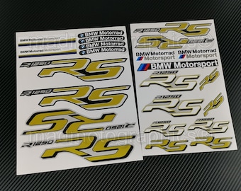 Adesivi grafici per casco e carenatura per BMW R1250RS Motorrad, colore giallo laminato.
