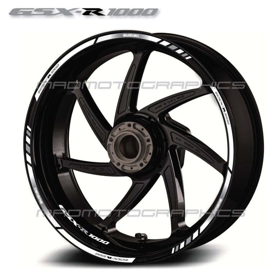 thumbnail image 2 of Ace Vinyl Glossy Rim Sticker Decal Set For Suzuki GSX-R 1000 - Customizable Wheel Stripes 2 of 5