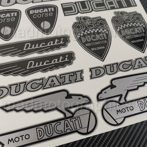 Autocollants de casque de carénage de moto avec logo rétro vieux classique, autocollants graphiques de vélo pour Ducati Scrambler Sport laminé métallique