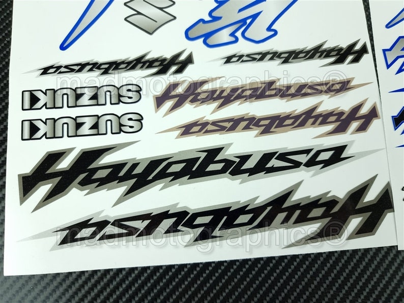 2 Parts motorbike fairing helmet sticker labels race course bike graphics decals for SUZUKI Hayabusa GSX-R1300 gsxr 1300 Blue gsx-r Laminated image
