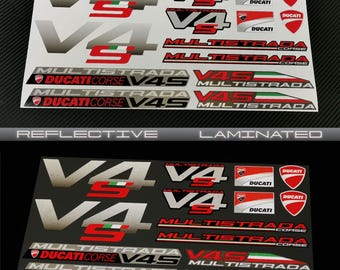 Jeu d'autocollants réfléchissants pour carénage pour DUCATI Multistrada V4 S rouge laminé