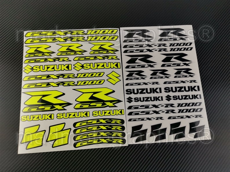 2 parts motorcycle fairing helmet sticker labels motorcycle graphics decals for SUZUKI GSX-R1000 gsxr 1000 Fluorescent Neon Yellow Laminated item image