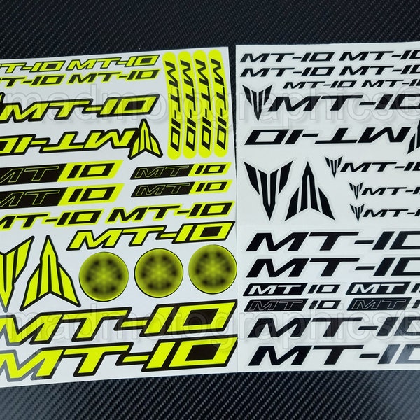 Zweiteilige Motorradverkleidung Helm Aufkleber Motorrad Grafik Aufkleber für Yamaha MT-10 MT10 Fluorescent Neon gelb Laminiert