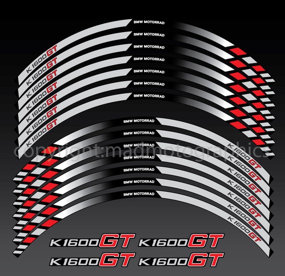 Buy Motorcycle Wheel Stickers Decals Set K1600 GT Rim Tape Stripes Race  Motorbike for BMW K1600GT Motorrad Laminated Grey Red Online in India 
