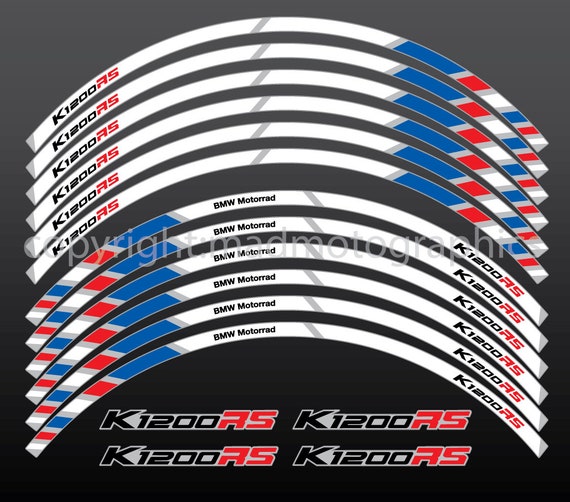 Motorcycle wheel stickers decals set k1200 RS rim tape stripes race  motorbike for BMW K1200RS motorrad Laminated!