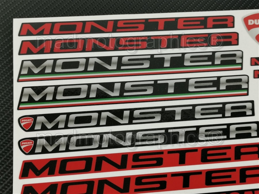 Aufkleberset Monster 30x30cm rot - Motorrad- und Rollerteil
