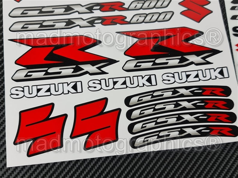 2 Parts motorcycle fairing helmet stickers race course bike graphics decals for SUZUKI GSX-R600 gsxr 600 Red Blue gsx-r Laminated image