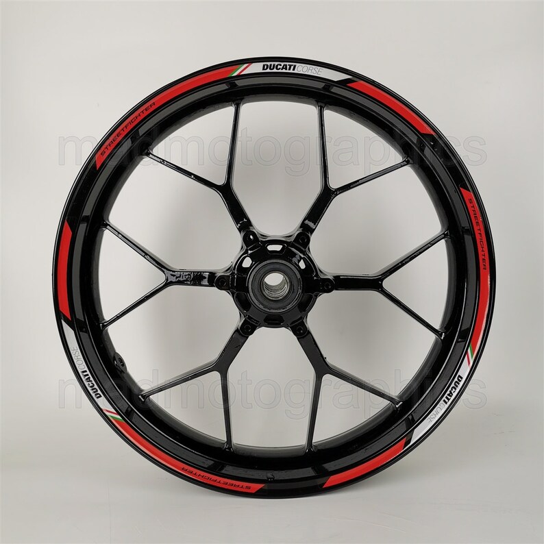 Red Rim Stickers Reflective Wheel Stickers Decals Rim Stripes for Ducati Streetfighter ...