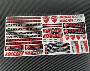 Adesivi moto riflettenti set grafica carenatura borse laterali decalcomanie casco per DUCATI Monster 621 796 797 821 1200 S rosso laminato