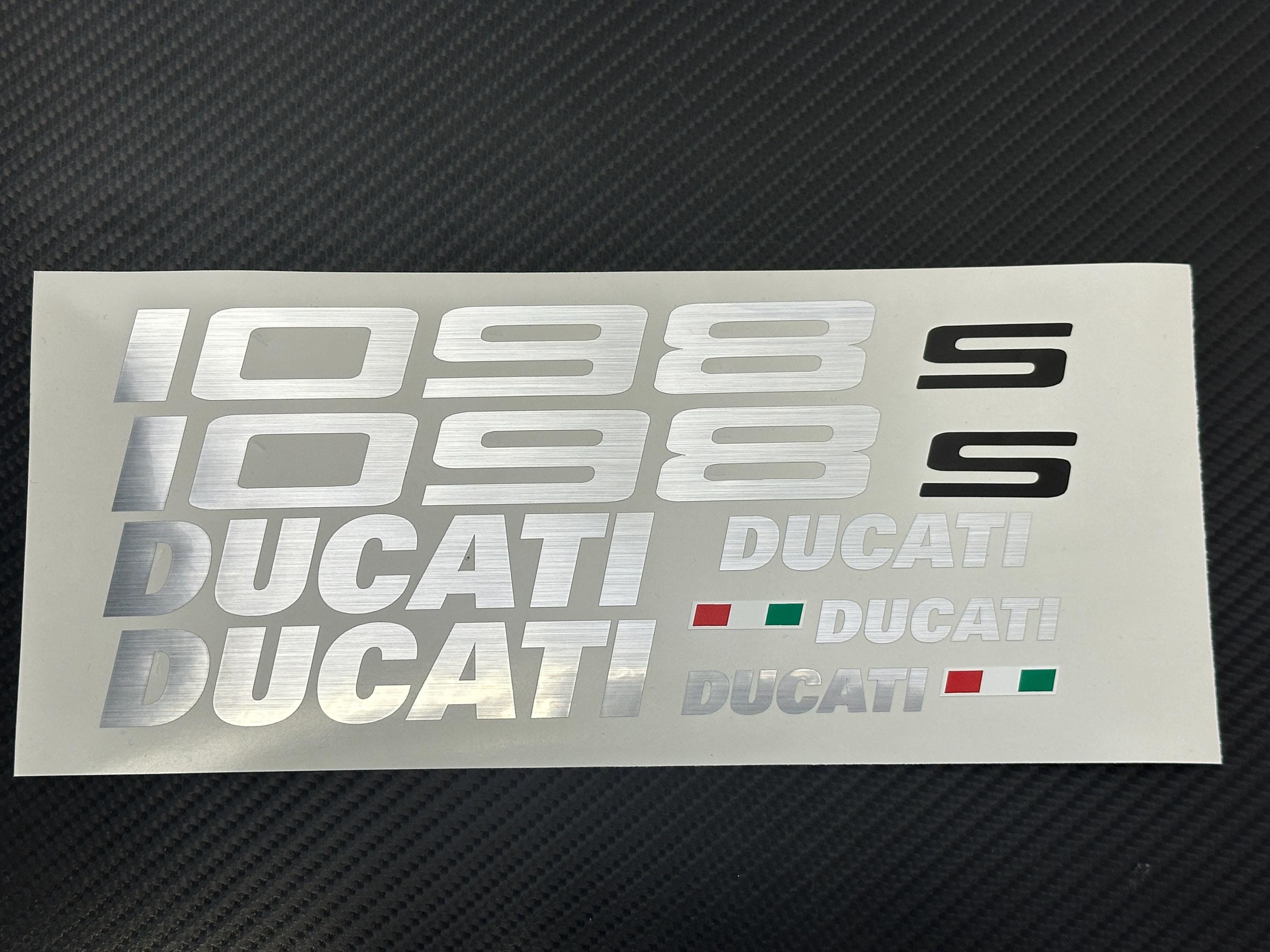 1098 Sticker Ducati 1098 1098S Fairing Tank Decals: Brushed Aluminum OEM Style ...