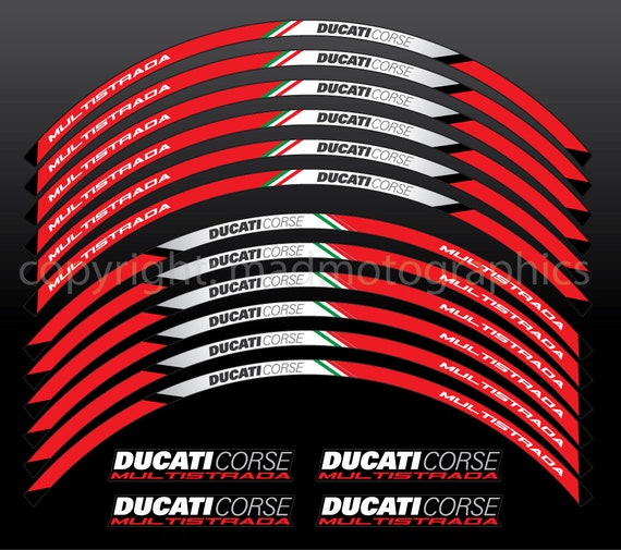Accessori Ducati Adesivi Per Cerchioni Moto Ducati Multistrada V4 S 2021-2024 - Set Decorativo Rosso Con Protezione Strisce Riflettenti Cerchioni - Foto 13